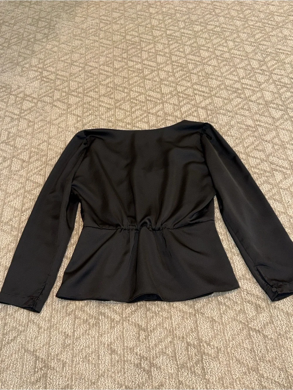 J. Crew Black V-Neck Peplum Button-Front Blouse